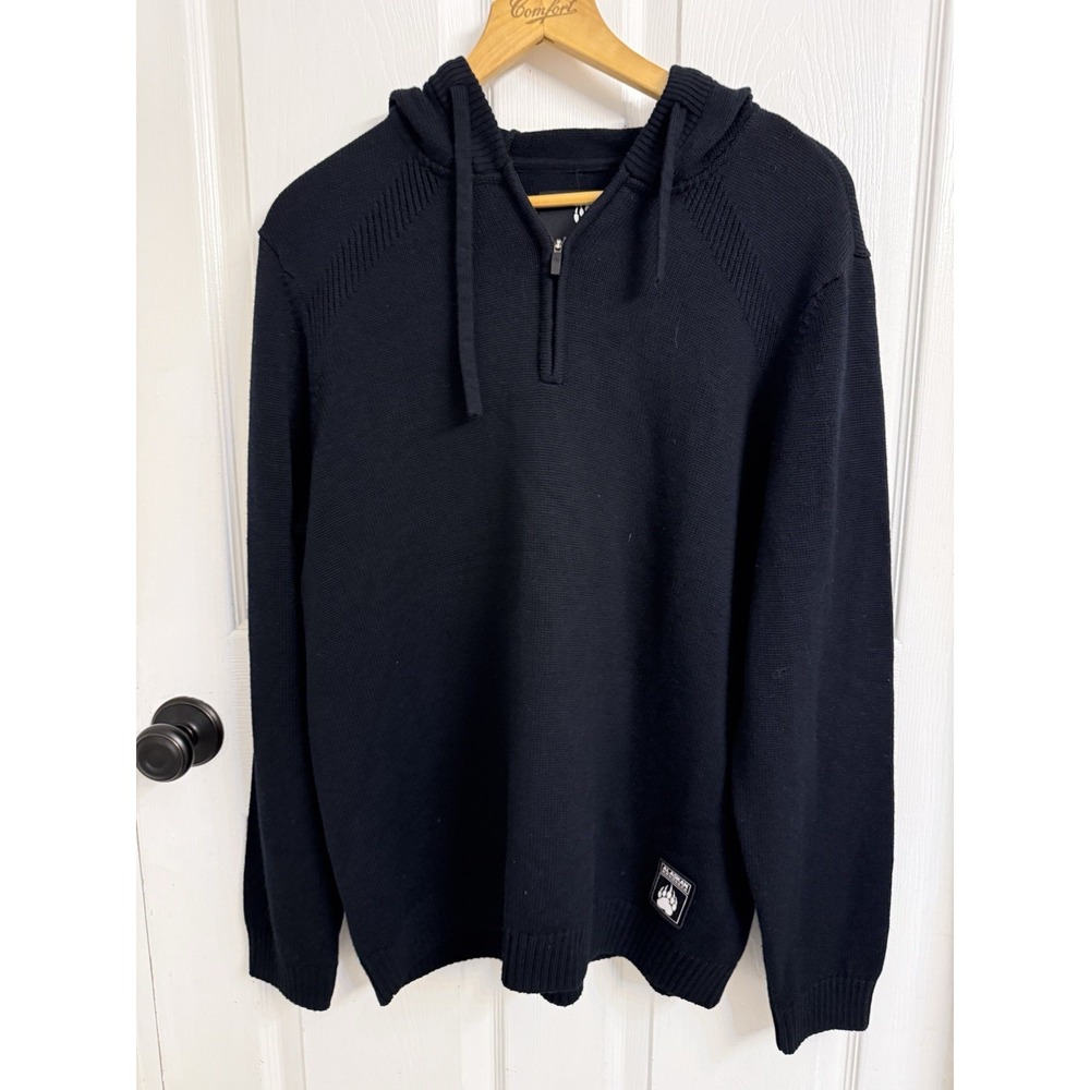 Alaskan Hardgear Duluth Wateroff Wool Sweater Hooded Zip Pullover Black Mens L